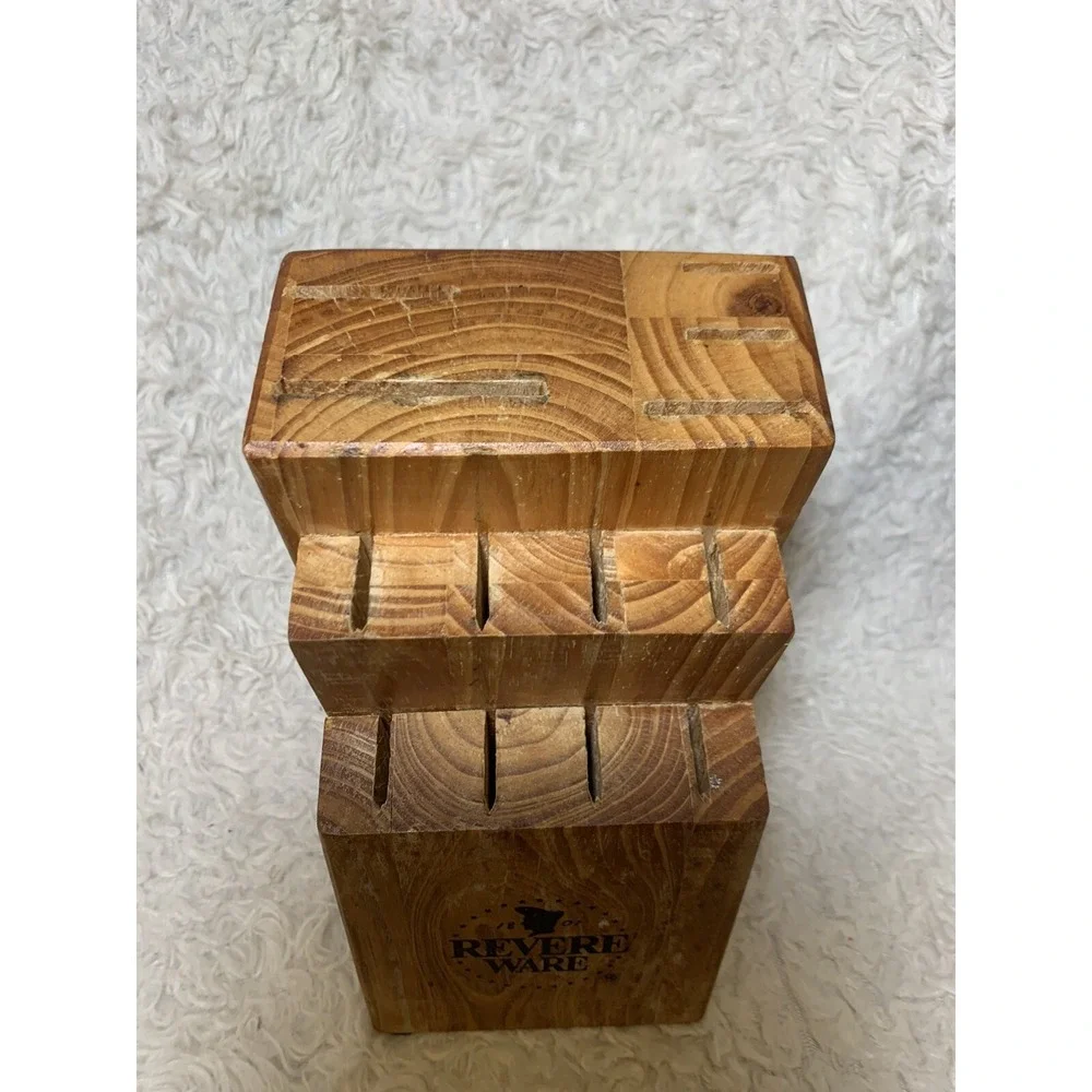 Vintage Revere Ware‎ 13 Slot Hard Wood Knife Block Clean